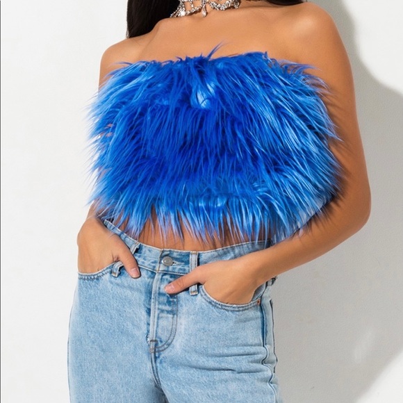 COPY - Faux Fur Tube Top (royal blue) 💙 - Picture 4 of 5